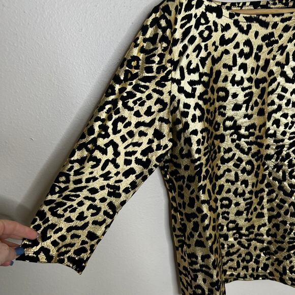 Rebecca Malone Gold Leopard Pattern Top Large - Picture 3 of 10